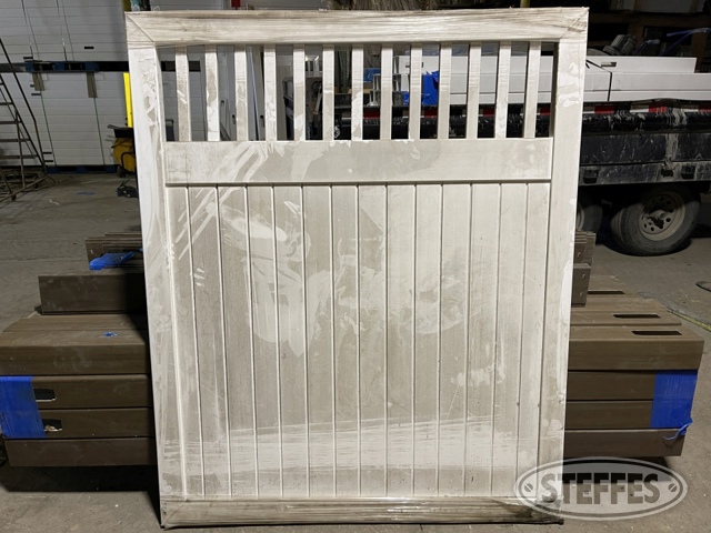 White closed picket accent gate